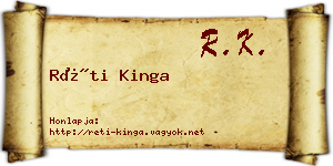 Réti Kinga névjegykártya